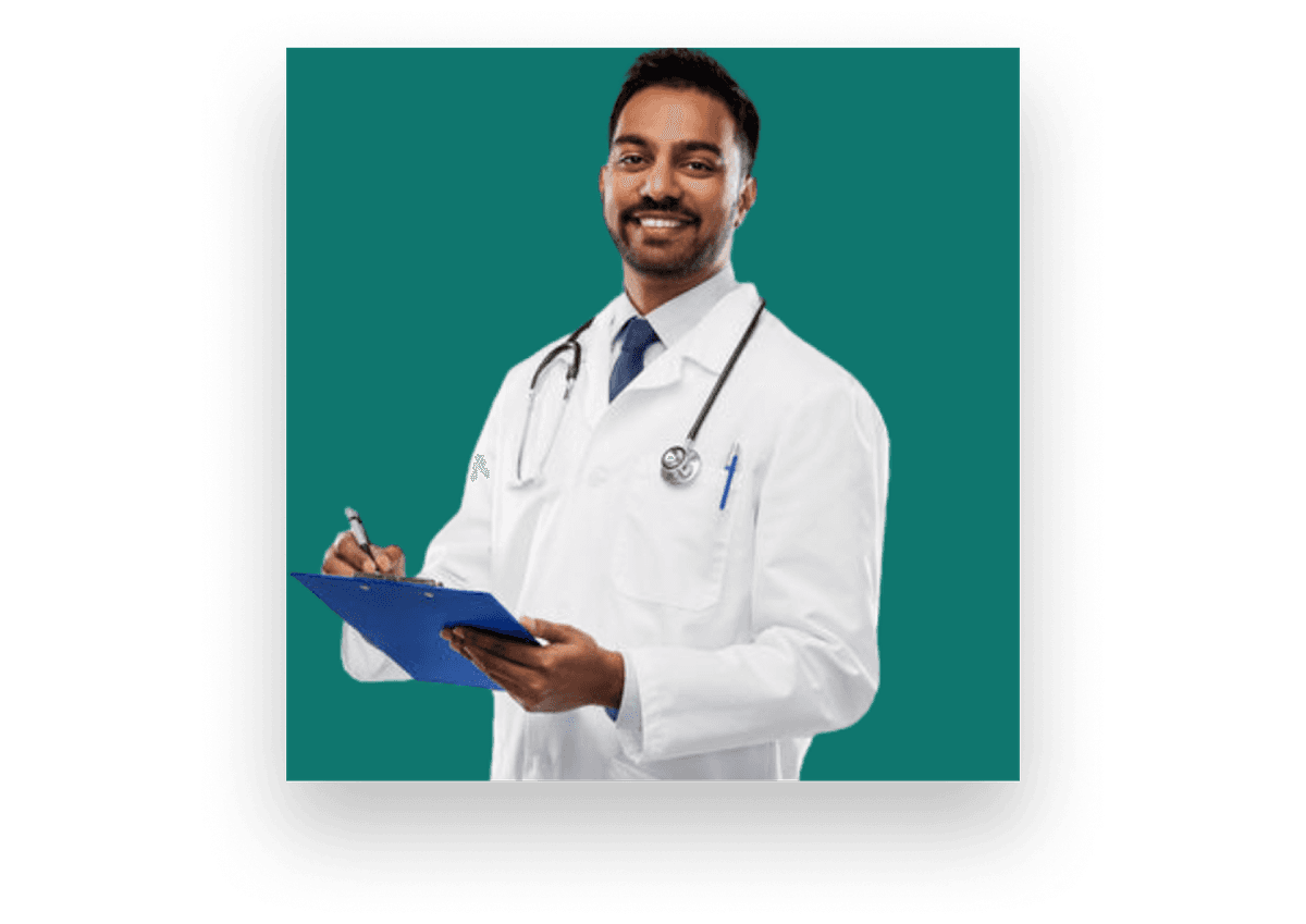 Professional pharmacist with clipboard